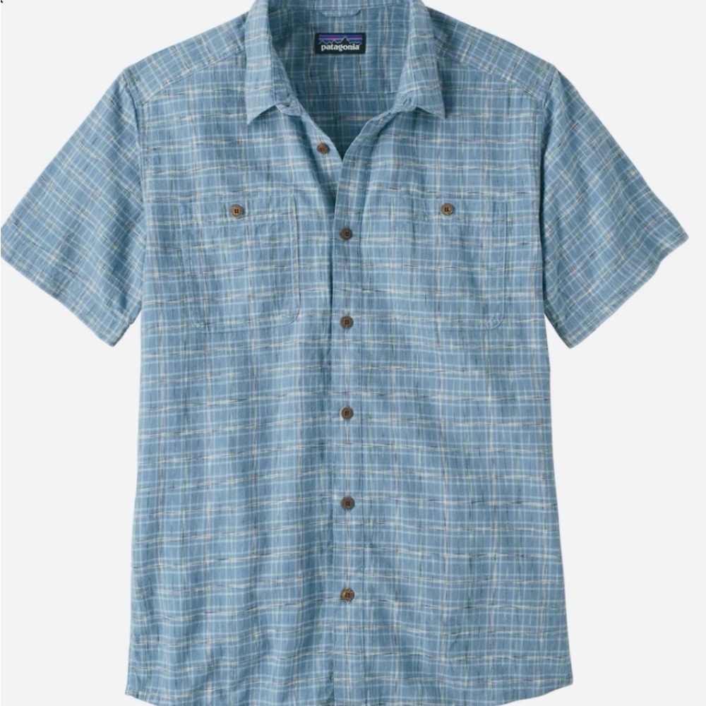 PATAGONIA Men's Back Step Casual Blue Checkered Shirt, Size XL